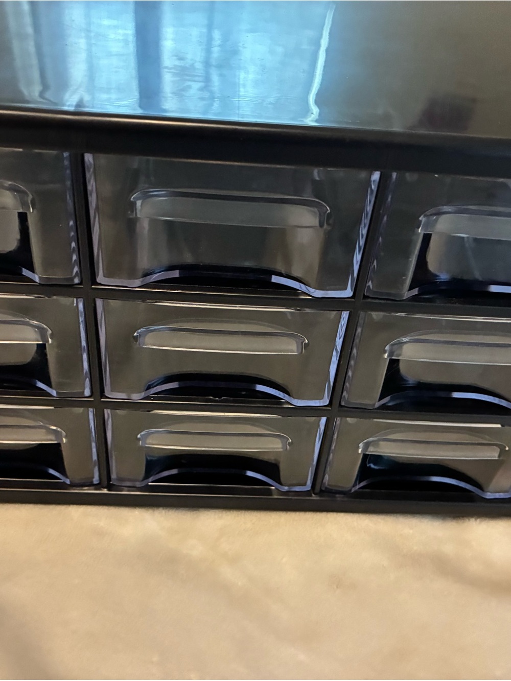 Compact Black Plastic Drawer Organizer - 9-Compartment Storage
